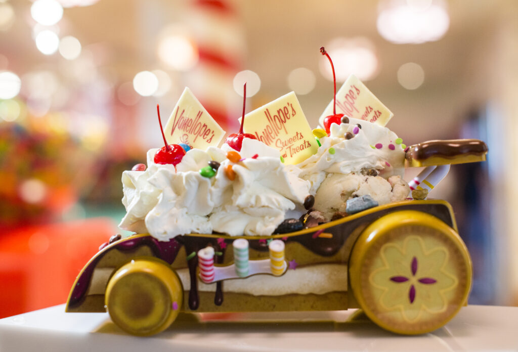 Colorful ice cream dessert in car Disney Cruise Line